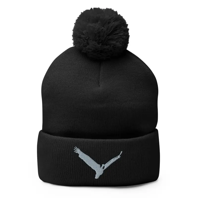 Pom pom knit Cap: Grey Eaglebris